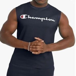NWT Champion Men's Muscle Tank, Classic Graphic Tee, Sleeveless navy LAR…